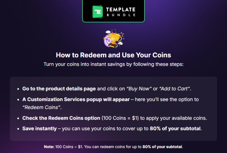 How to redeem coins and use