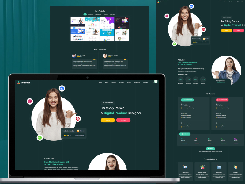 Freelancer HTML Template service showcase design preview
