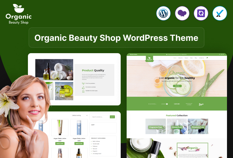 Organic Beauty Shop WordPress Theme for natural skincare and cosmetic websites