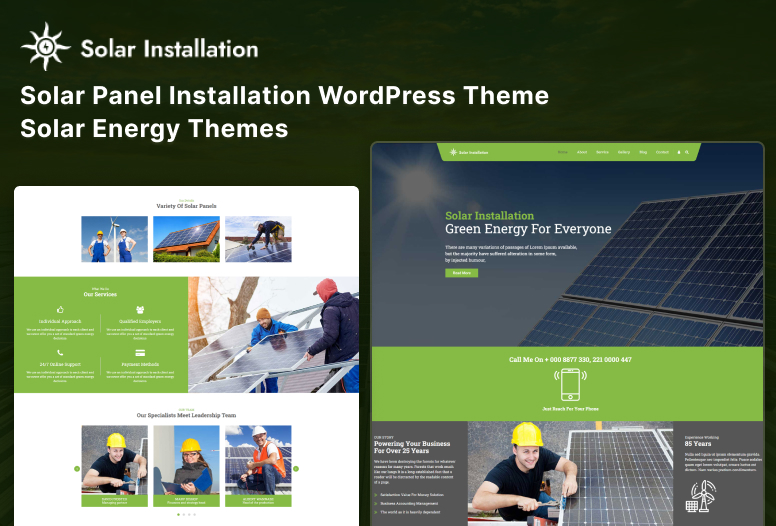 Green Energy & Solar Power WordPress Theme