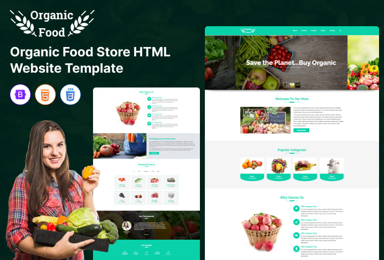 Organic food store html template