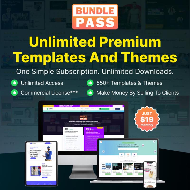 Bundle Pass | Unlimited Templates, Themes & Earning Power for Just $19/Month